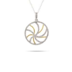 Silver and Vermeil CZ Swirl Necklace   Clearance Final Sale Length 16 