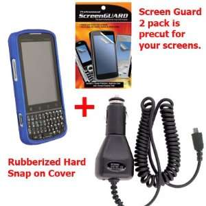  Blue Rubberized Hard Snap on Cover Blue for Motorola Droid 