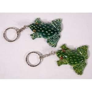  Wholesale Pack Handpainted Green Frog Keychain (Set Of 12 