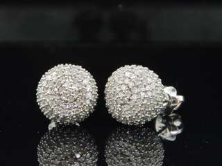   WHITE GOLD 1.20 CT WHITE DIAMOND STUDS EARRINGS 3D ROUND CUBES  