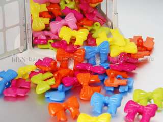30 Multicolor Bow Plastic Sewing Buttons 18x24mm BU20  