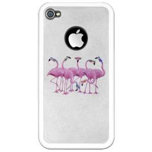  iPhone 4 or 4S Clear Case White Cool Flamingos with 