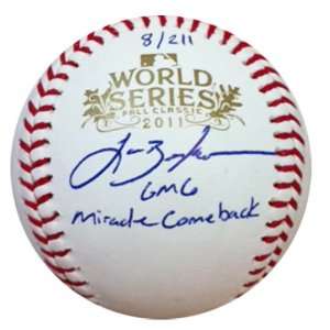  Lance Berkman Autographed 2011 WS Ball w/ Gm6 Miracle 