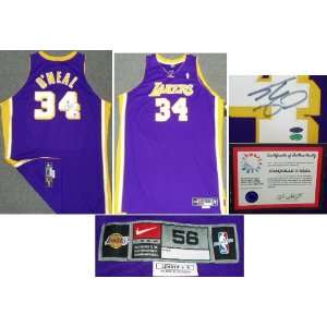  Shaquille ONeal Signed Lakers Nike Purple Jersey Sports 