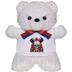  Teddy Bear White King of the Road Skull Flames and Pistons 