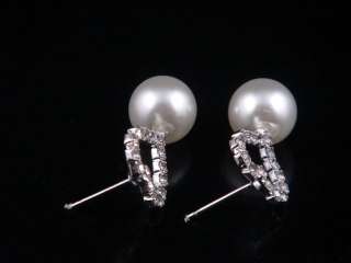   From U.S* Pair Heart Shaped Silver Crystal Fresh Water Pearls Earrings