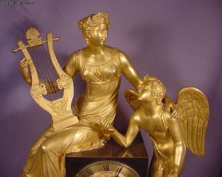 Superb Circa 1800 French Angel Clock With Lady  