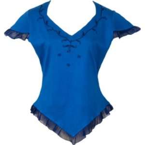  TANK TOP   FRILLED VOILE BLUE COTTON LARGE Everything 