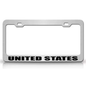  UNITED STATES Country Steel Auto License Plate Frame Tag 