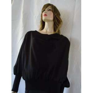 St. John Collection Cowl Neck Liquid Satin Top Caviar   Size Extra 