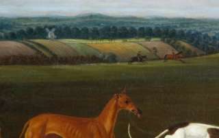19TH CENTURY FINE OIL PAINTING OF HARE COURSING CIRCLE OF JAMES LODER