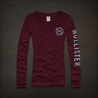   HOLLISTER by Abercrombie womens SEAGROVE Long Sleeve Logo T Shirt NWT