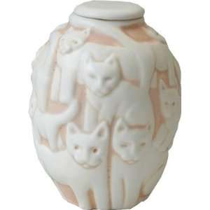  Cat Cremation Urn White/Apricot Two Tone (shown) Patio 