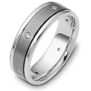    Titanium and Platinum 9mm Diamond Wedding Band Ring   4.75 Jewelry