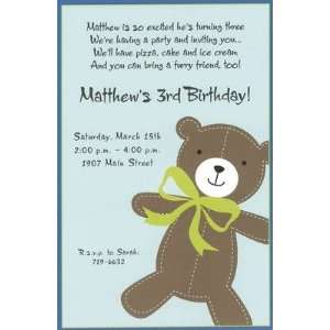 Stitched Bear, Custom Personalized Baby Boy Shower Invitation, by 