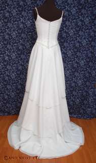 Mori Lee White Chiffon Layered Wedding Dress 4 NWOT  