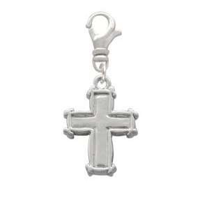  Plain Silver Cross with Simple Border Clip On Charm Arts 