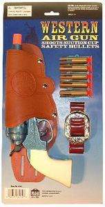 Western Cowboy Replica Single Revolver Air Pistol Plastic Dart Toy and 