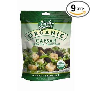 Fresh gourmet Specialty Croutons, Organic Caesar, 4.5 Ounce (Pack of 9 