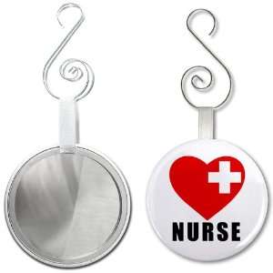  RED HEART NURSE Heroes 2.25 inch Glass Mirror Backed Ornament 