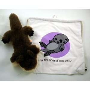  Flat Friends Sea Otter with Cotton Drawstring Bag Toys 