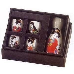  Porcelain Geisha Sake Set SE7/IA #se7 ia