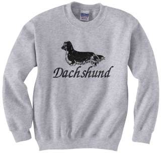 Dachshund Long Hair Dog Silhouette Embroidered Crew & Hooded 