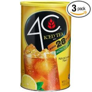 4C Lemon Ice Tea Mix, 28 Quarts, 74.2 Ounce Canisters (Pack of 3 