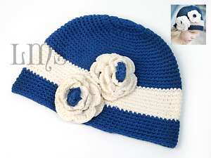 H18 new kids toddler child girl crochet beanie hat  