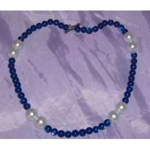  Blue and White Large Bead Necklace 18 