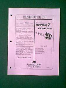 MCCULLOCH TITAN 7 CHAIN SAW PARTS MANUAL  