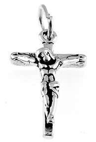 STERLING SILVER CRUCIFIX / JESUS ON THE CROSS CHARM/PENDANT  