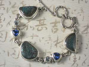 NEW Sterling Silver Sarda Turquoise & Blue Topaz Bracelet #1209  