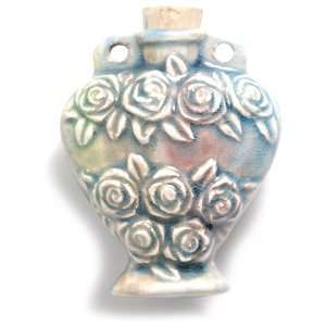 Shipwreck Beads Peruvian Hand Crafted Ceramic Raku Glazed Roses Bottle 