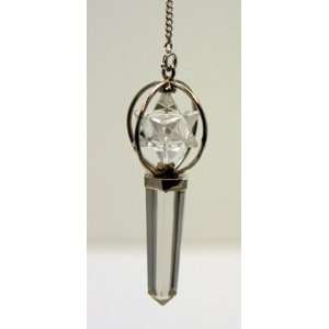  Merkaba Crystal and Sterling Silver Pendulum with Clear Crystal 