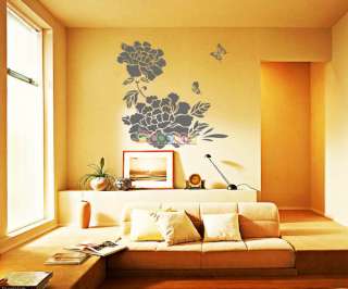 Wall Decor Decal Sticker Removable tree Peony Flower  