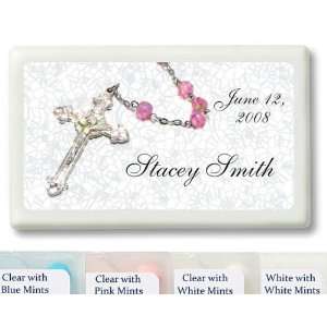Wedding Favors Pink Rosary Design Personalized Mint Container Favors 