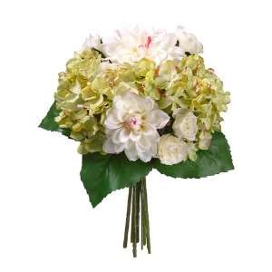  Faux 11.5 Hydrangea/Dahlia Bouquet Cream Green (Pack of 6 
