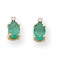 Genuine Emerald and Diamond Earrings 14K Y/G  