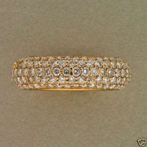   18K YELLOW GOLD DOMED MEMOIR DESIGN 100 ROUND DIAMOND PAVE RING  