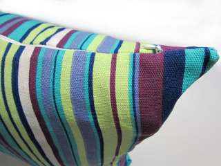   Blue Yellow Red Stripe Linen Cushion/Pillow/Throw Cover*Custom Size