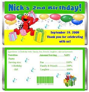 10 PERSONALIZED ELMO CANDY BAR WRAPPERS BOY/GIRL  