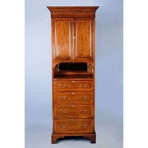  English Antique Style Tall Mahogany Cabinet Furniture 