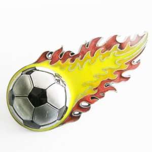  FLAMING SOCCER BALL BELT BUCKLE (Brand New) Everything 