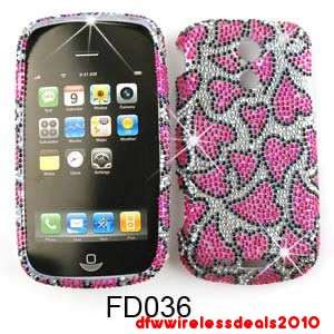 SAMSUNG EPIC 4G CASE COVER CRYSTAL PINK HEARTS WHITE  