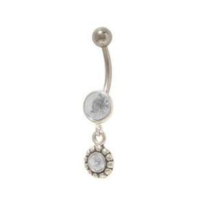  Dangler Belly Button Ring with Clear Jewels Jewelry