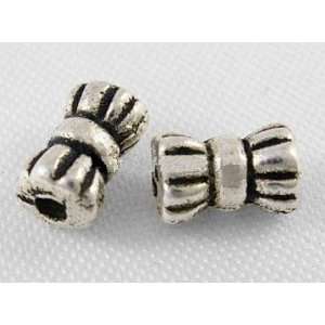  #99928 Silver   6mm Bow Tie Beads Antique Silver Lead Free 