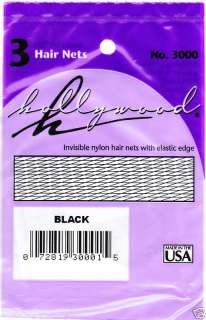 Hair Nets Black 3 by Hollywood NEW Made in USA FreeShip  