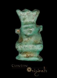 ANCIENT EGYPTIAN GLAZED FAIENCE BES AMULET dwarf god for women 