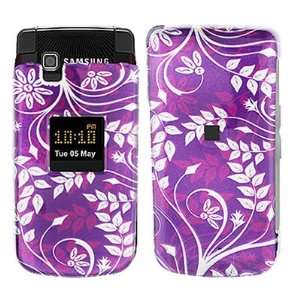Crystal Hard Purple Cover With LEAVES Design Case for Samsung MyShot 